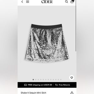 NWOT Sparkly silver sequiny skirt - Cider size XS